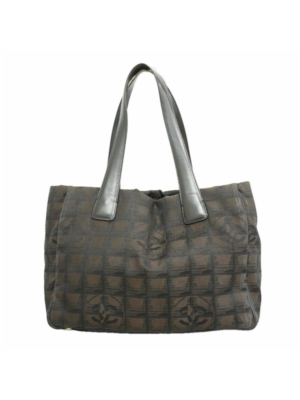 Chanel Tote New Travel Nylon Brown Black Silver